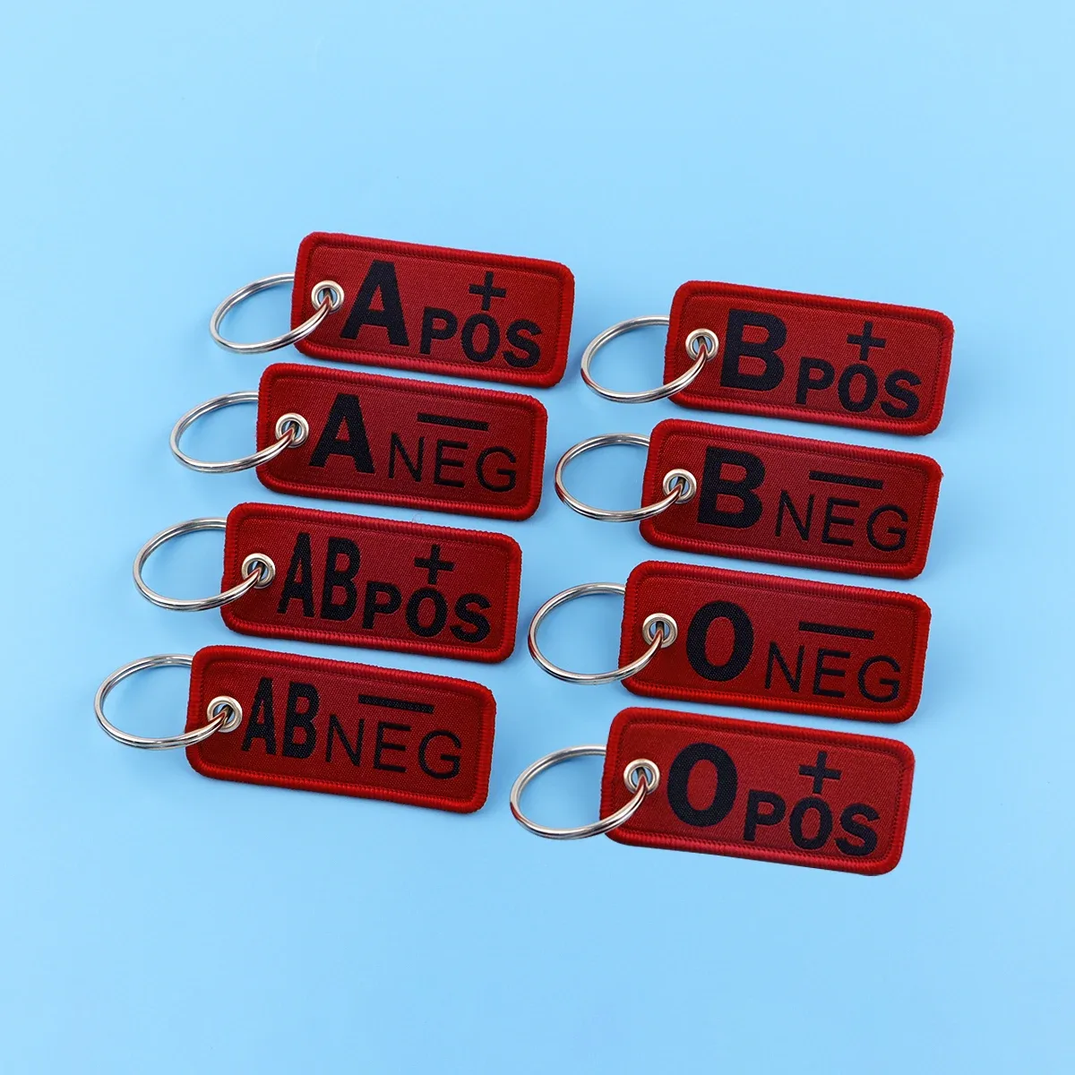 1 porte-clés groupe sanguin brodé rouge pour urgences médicales, premiers secours, sac à dos, bagages, cadeau