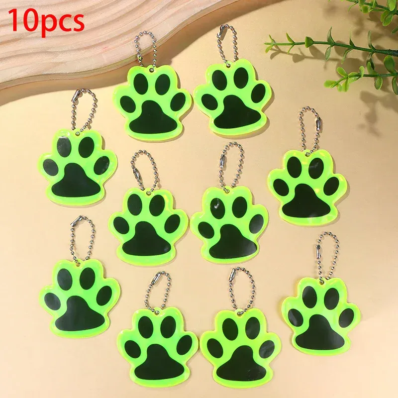 porte-clés réfléchissant patte, 10 pièces, sécurité nocturne en plein air, enfants, animaux de compagnie, sac à dos réfléchissant double face, accessoires pendentif