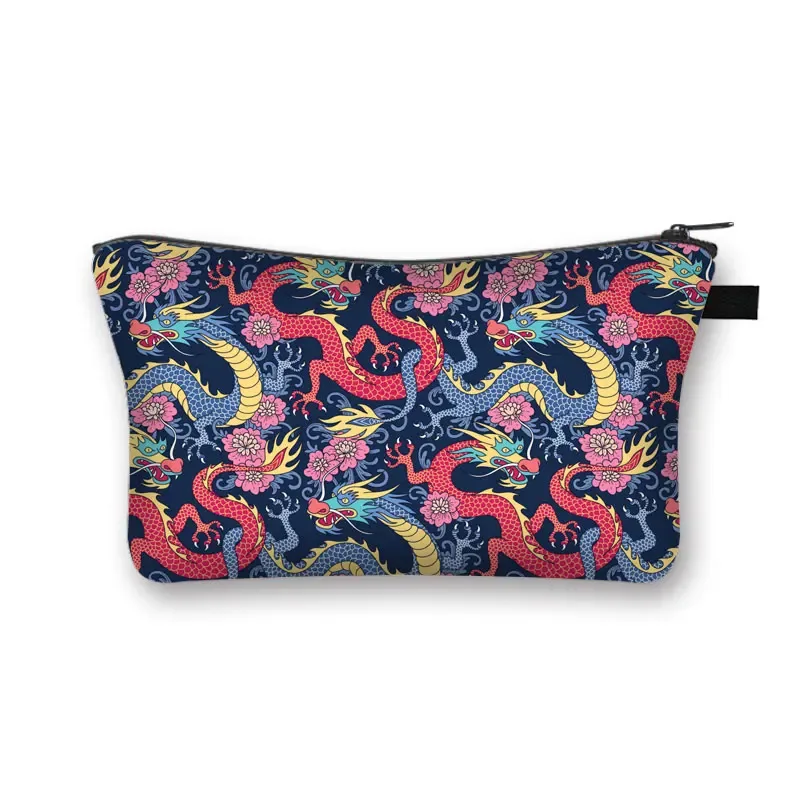 trousse à cosmétiques japonaise koi fish crane pour femmes, trousse de maquillage harajuku, sac de beauté pour filles, trousse de toilette cosmétique hip hop, dragon asiatique