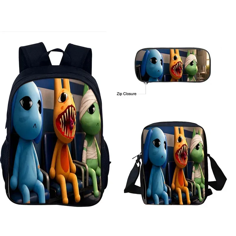 ensemble de 3 sacs d'école à thème animalier pour enfants, sac à dos, sac bandoulière et trousse à crayons, pour garçons et filles de primaire et collège, idéal comme cadeau