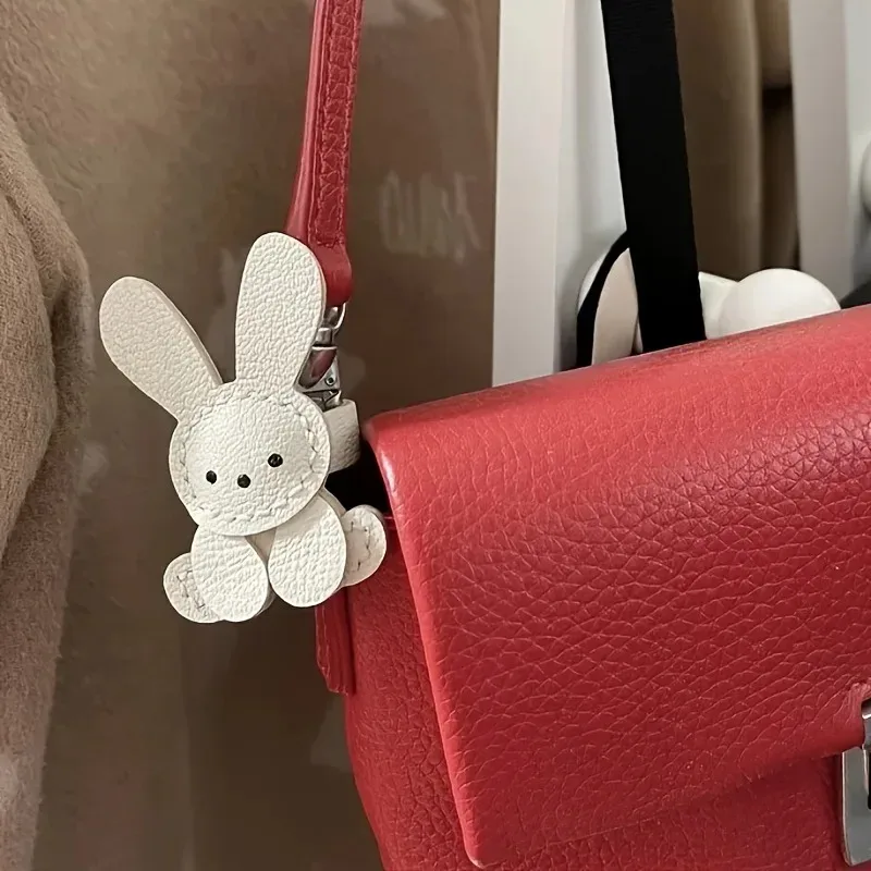 1 pièce breloque de sac lapin mignon - cuir synthétique léger avec boucle en acier inoxydable, motif lapin adorable pour sacs à dos