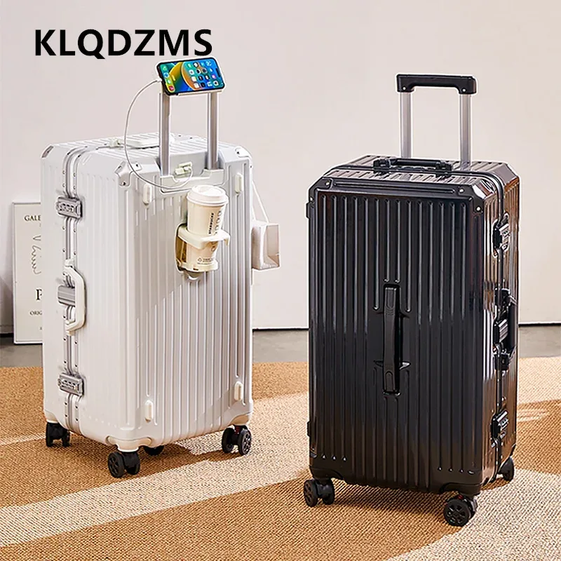 klqdzms valise d'embarquement à cadre en aluminium pour bagages roulants 20 "22" 24 "26" 28 pouces boîtier de 