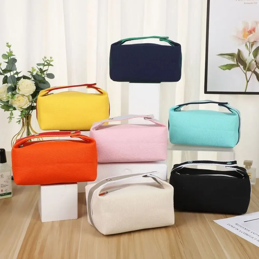 sac de rangement cosmétique tendance grande capacité en toile, trousse de toilette portable, pochette de maquillage