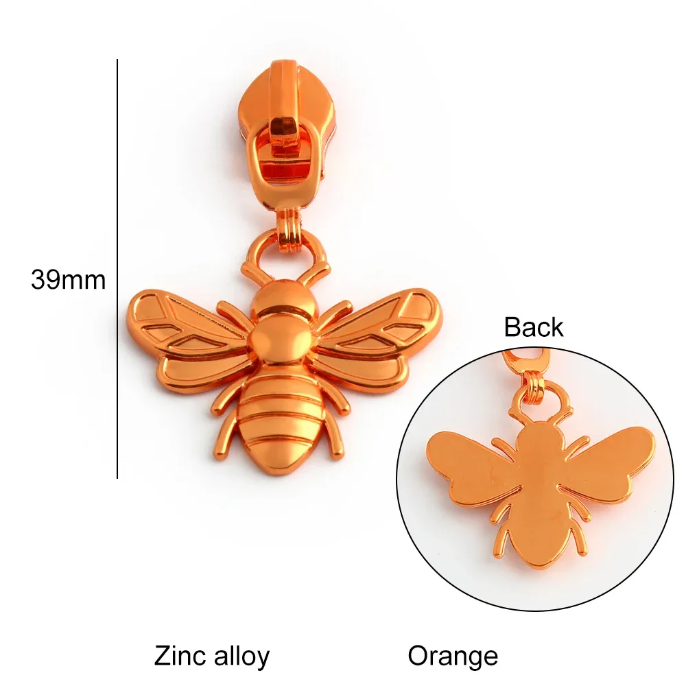 5/10/20 pièces en forme d'abeille 5 #   têtes de fermeture éclair pour fermetures éclair en nylon, tirettes de fermeture éclair pour sacs, vêtements, bagages, kit de réparation, accessoires de couture diy