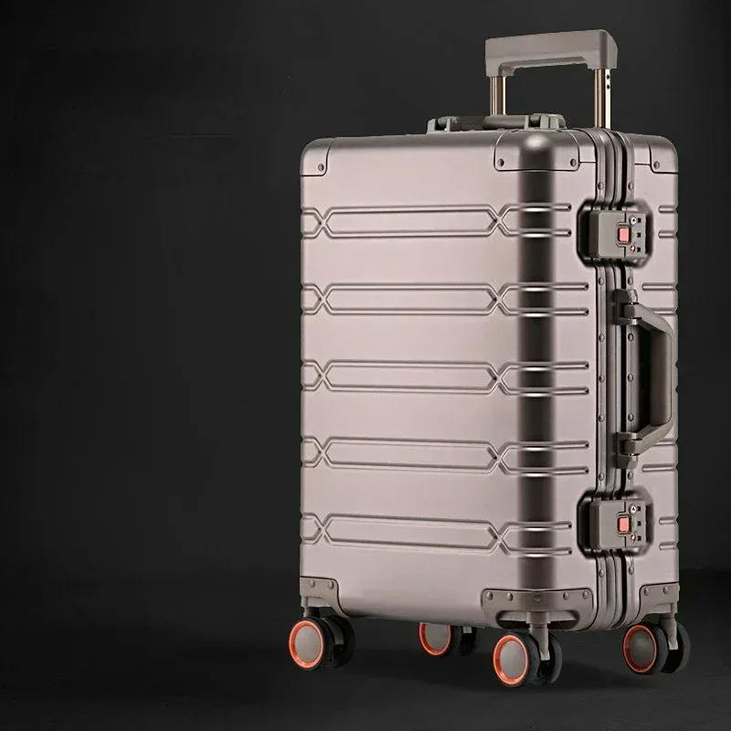 valise de voyage en alliage d'aluminium-magnésium pour hommes, affaires, bagages à roulettes, bagages à roulettes, bagages à roulettes, cabine