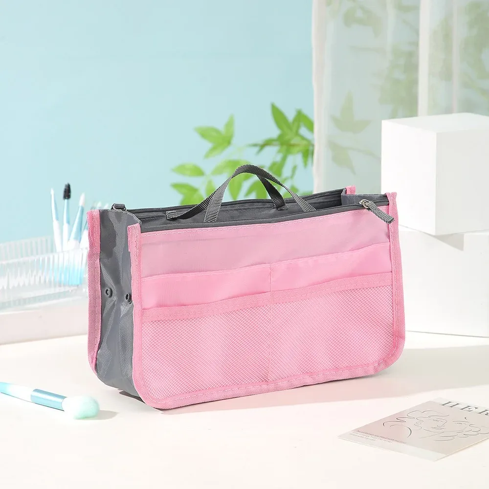 trousse de maquillage multifonctionnelle de grande capacité, sac de rangement portable à double fermeture éclair pour articles de toilette, sac de rangement de voyage pour maman, cosmétiques multi-poches