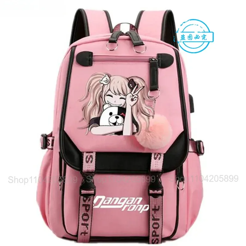sac à dos danganronpa anime mochila, sac d'école pour étudiants, sac de voyage avec port usb, sacoche décontractée pour ordinateur portable, grand sac messager, cadeau