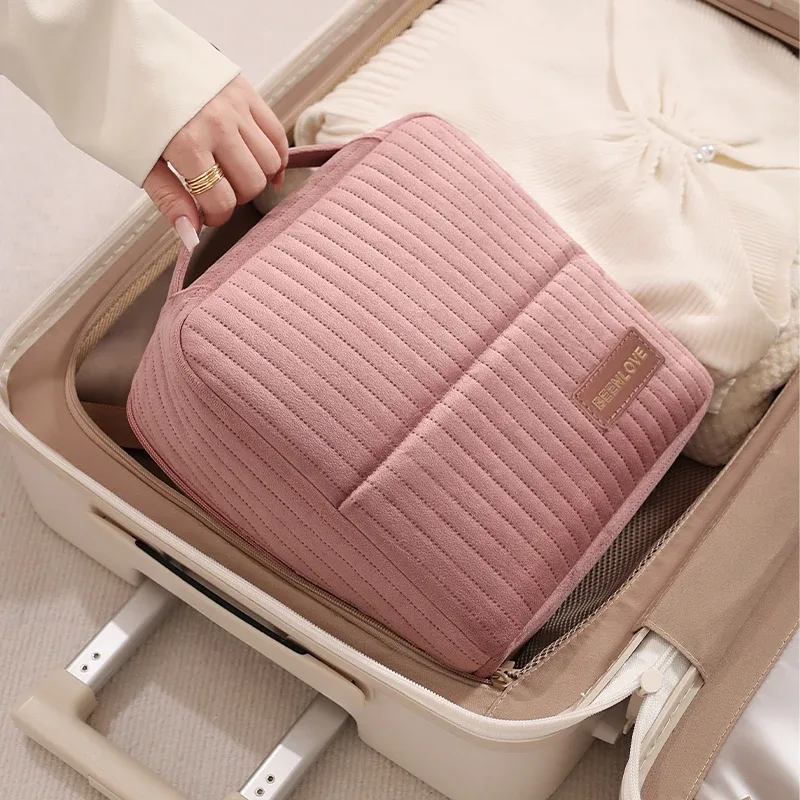trousse de maquillage en velours tendance, sac de maquillage portable multifonctionnel, trousse cosmétique étanche, organisateur de voyage