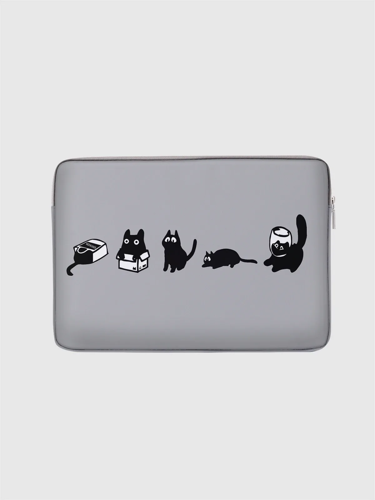sac et porte-documents pour ordinateur portable avec motif chat noir, adapté aux ordinateurs portables de 14 pouces