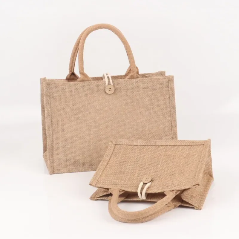 sac fourre-tout en lin pour femmes, sac à cuillère à soupe de plage en toile de jute, sacs à main portables, sac à provisions à poignée supérieure, grand, simple initié, sac à main multiple