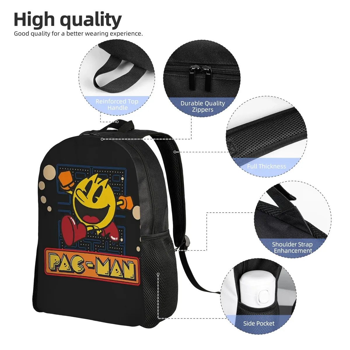 saison de rentrée scolaire sac à dos jaune (3) pac-man sac à dos tendance pour femme
