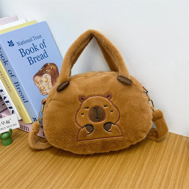 sac à dos en peluche capybara kawaii pour femme, sac fourre-tout drôle de dessin animé, grande capacité, cadeau pour enfants, polyvalent, nouveau