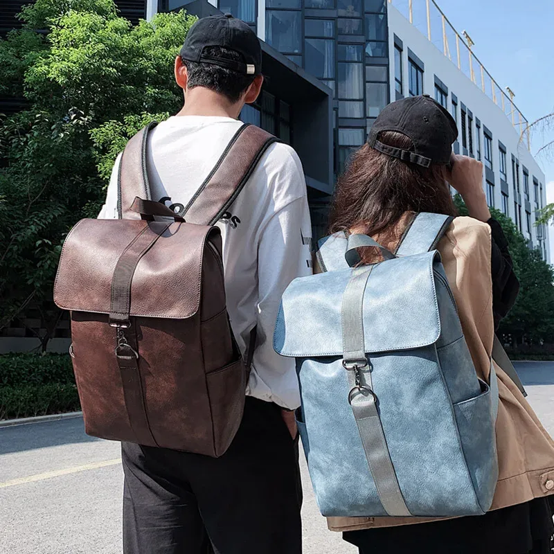 Sac à dos de style coréen pour femmes, en cuir souple, grande capacité, sac de voyage et d'école, mode simple et décontracté, sac à dos quotidien pour hommes et femmes