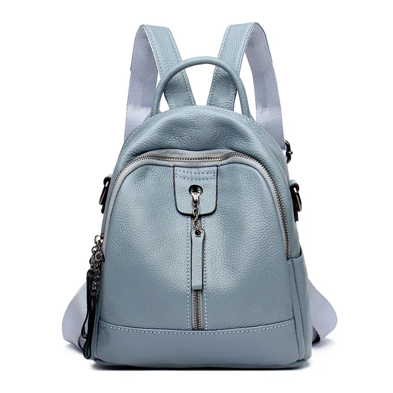 sac à dos en cuir de vache 2021 souple pour jeunes filles et femmes, accessoire de mode avec couche supérieure en véritable peau de vache, pour livre, style sac à dos, 100%