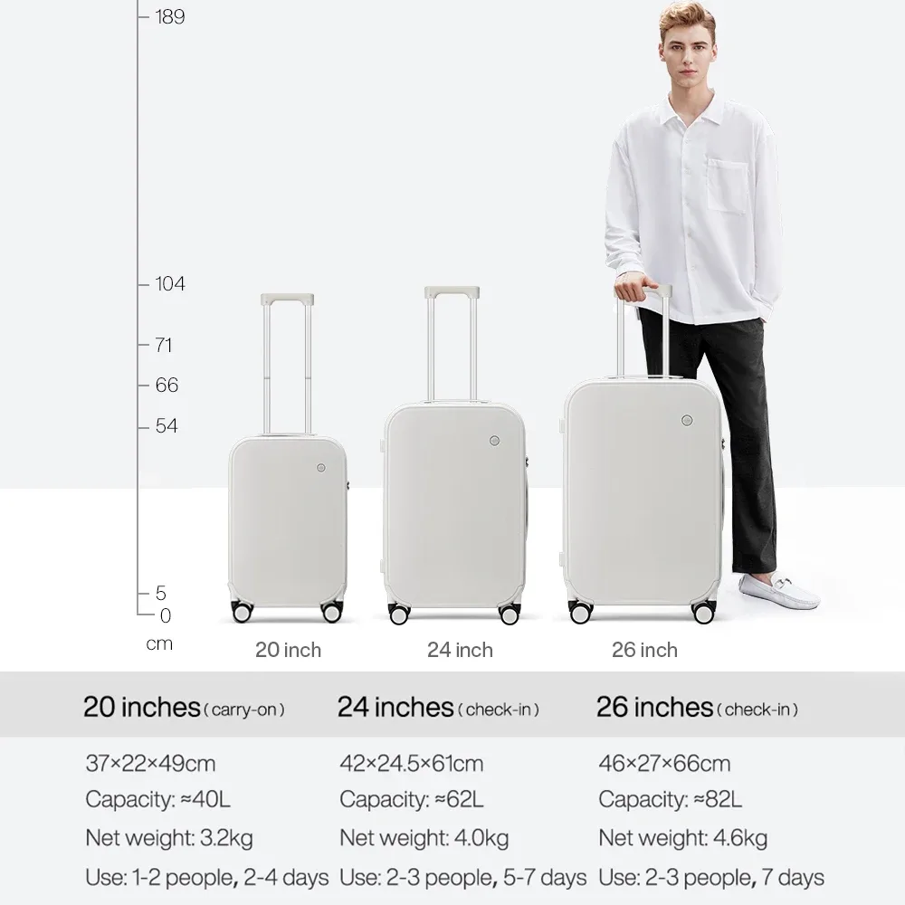 mixi – valise de voyage pour hommes et femmes, design breveté, valise à roulettes, boîtier de chariot roulant, sac à main de 18 pouces, 20 pouces, 24 pouces, contrôle 100% pc