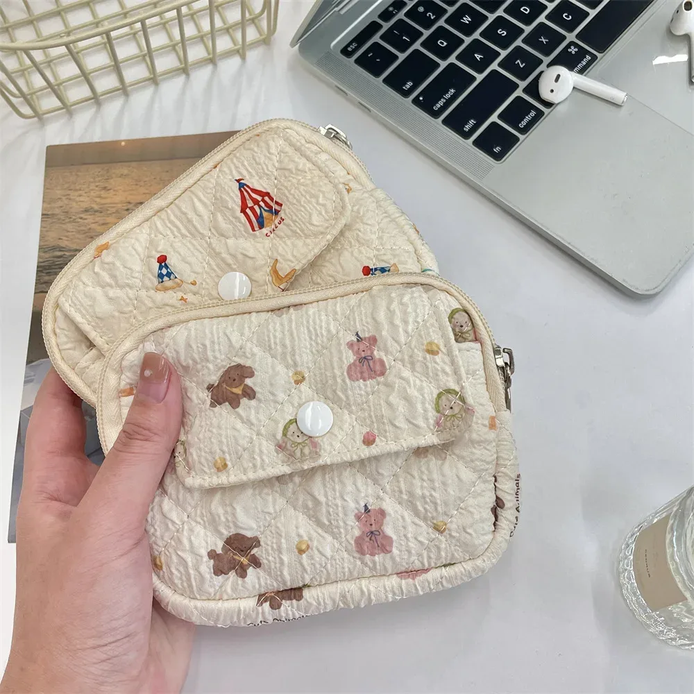 dessin animé mignon petit voyage cosmétique rouge à lèvres écouteur carte portable sac de rangement sac à main femmes cadeau pochette dans les sacs de maquillage organisateur