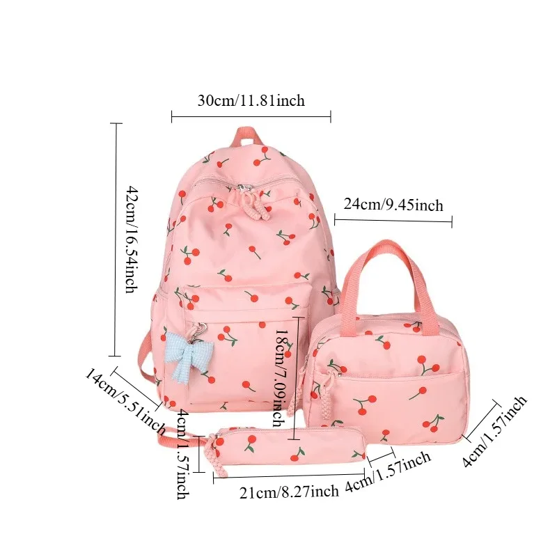 sac à dos scolaire 3 pièces/ensemble en tissu oxford avec trousse et sac à déjeuner, léger, pour fille