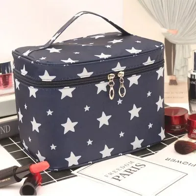sac de maquillage en toile imperméable pour femmes, organiseur de cosmétiques portable pour les voyages, pochette de rangement pour articles de toilette mignonne
