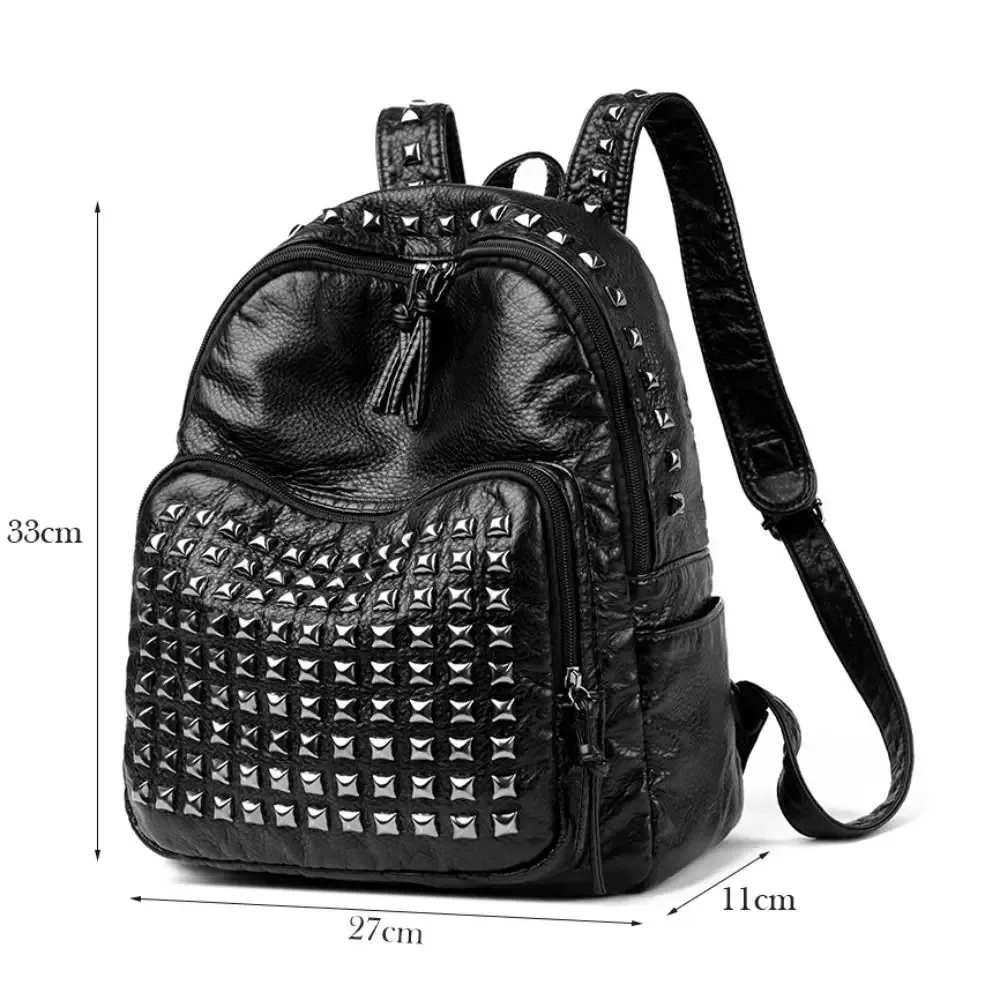 sacs à dos à rivets en cuir souple, design de luxe super cool, grande capacité, en pu, résistants à l'usure, punk, unisexe