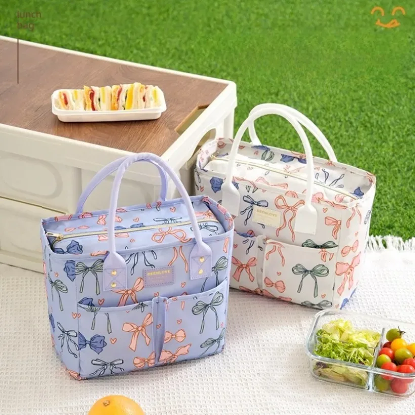 sac de boîte à déjeuner isolé étanche, fourre-tout multi-poches, sac de rangement des aliments imprimé léopard/arc pour le travail et l'école