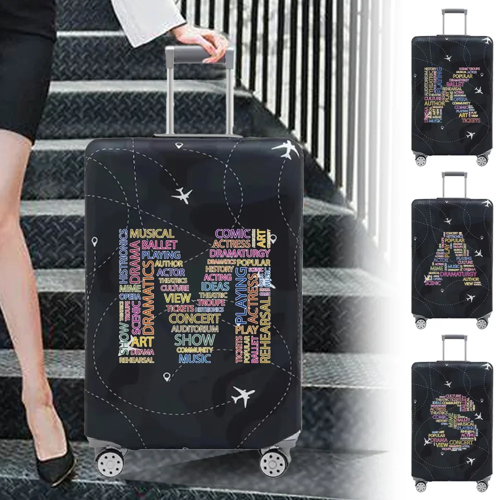 Housse de valise de voyage en tissu extensible, housse de protection pour bagages de 18 à 28 pouces, série de textes