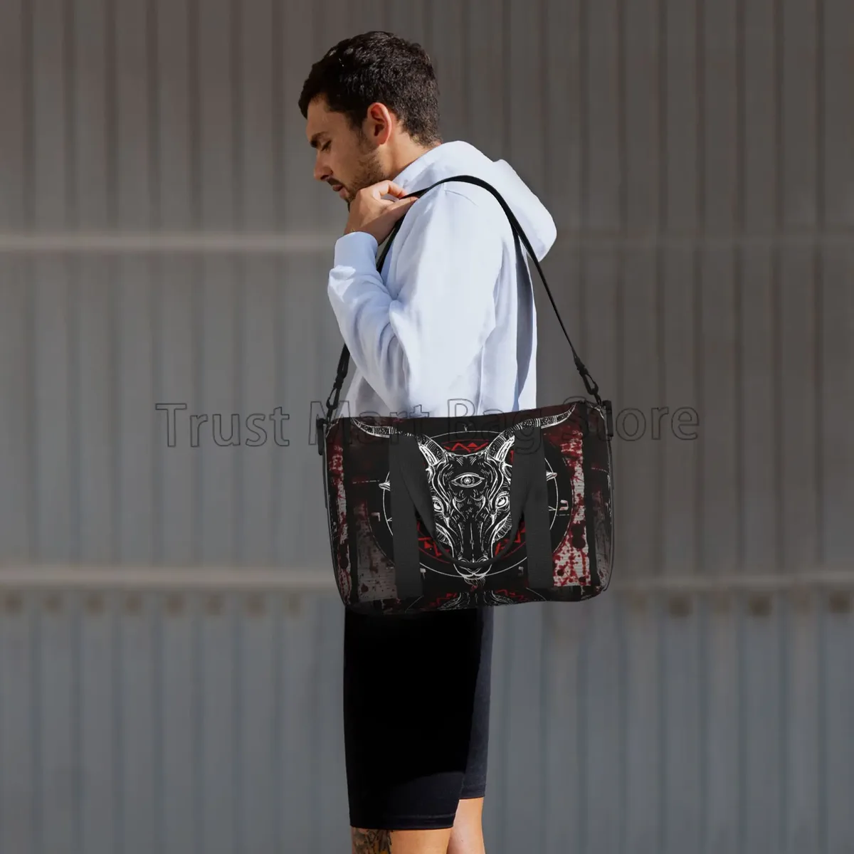 sacs de voyage gothiques à motif tête de chèvre, unisexe, imperméables, sacs à main portables, sacs de sport, de gym et de yoga