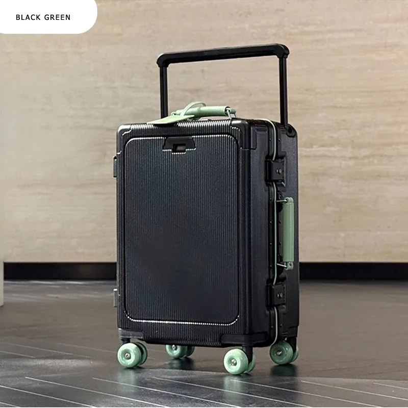 bagage à ouverture frontale, valise à cadre en aluminium pour pc de haute qualité, bagage de voyage à poignée large avec port de chargeur usb pour ordinateur portable