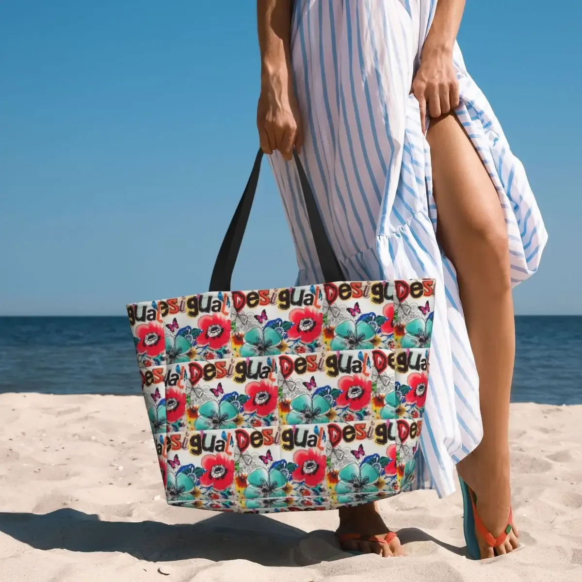 desigual personnalisé sac fourre-tout de plage sport gym yoga duffle grand sac fourre-tout femmes sac de voyage sac de fitness