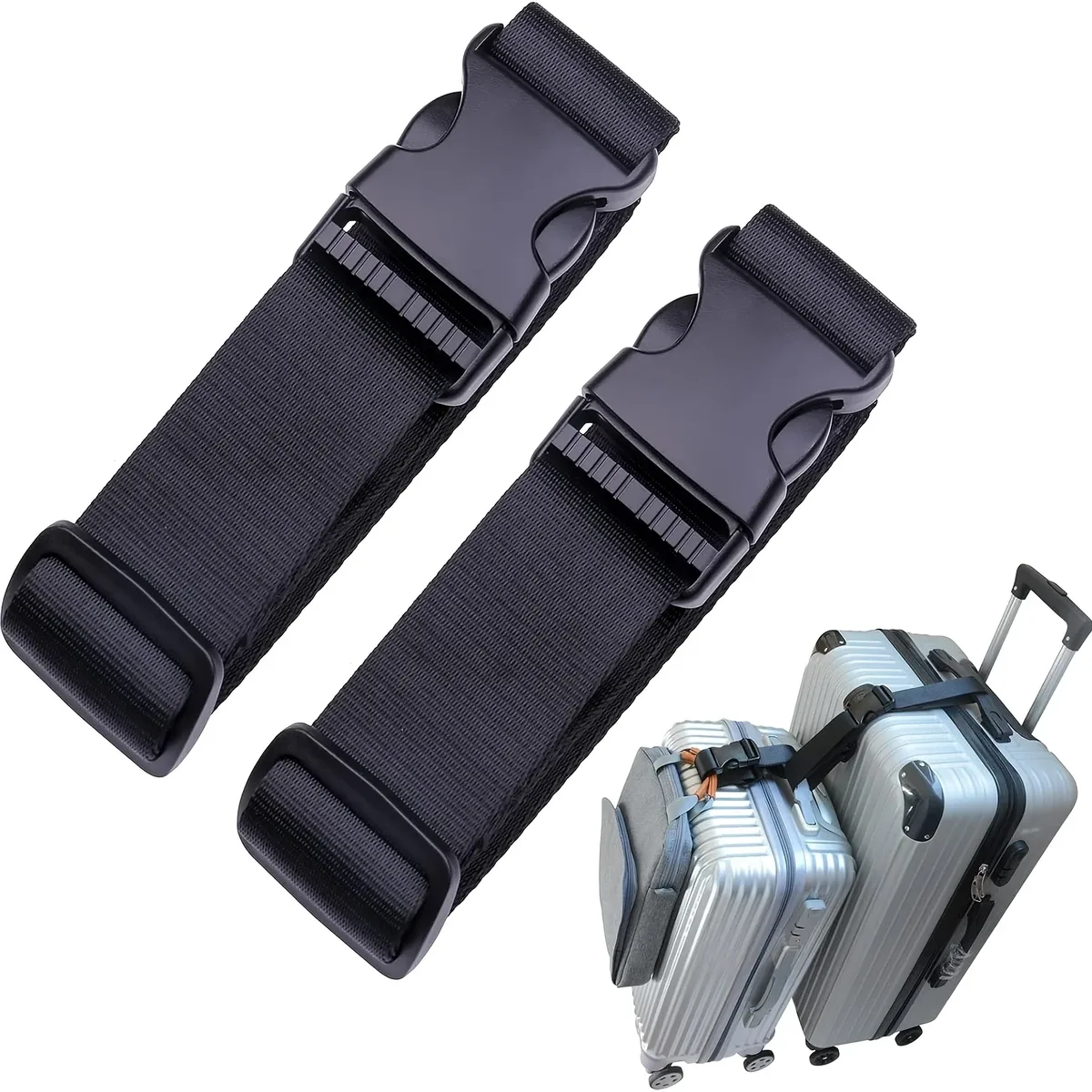 2 sangles de bagage de voyage, ceinture de valise élastique télescopique, sangle de fixation pour valise, sangle à boucle de voyage