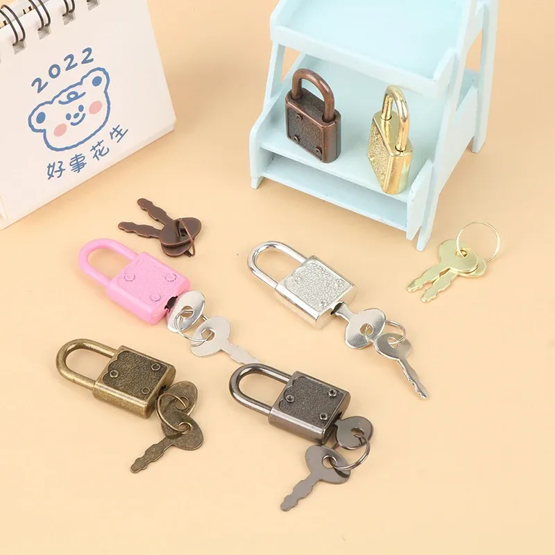 mini cadenas rectangulaires avec serrure à clé pour voyage, boîte à bijoux de mariage, journal intime, livre, valise, 1 ensemble