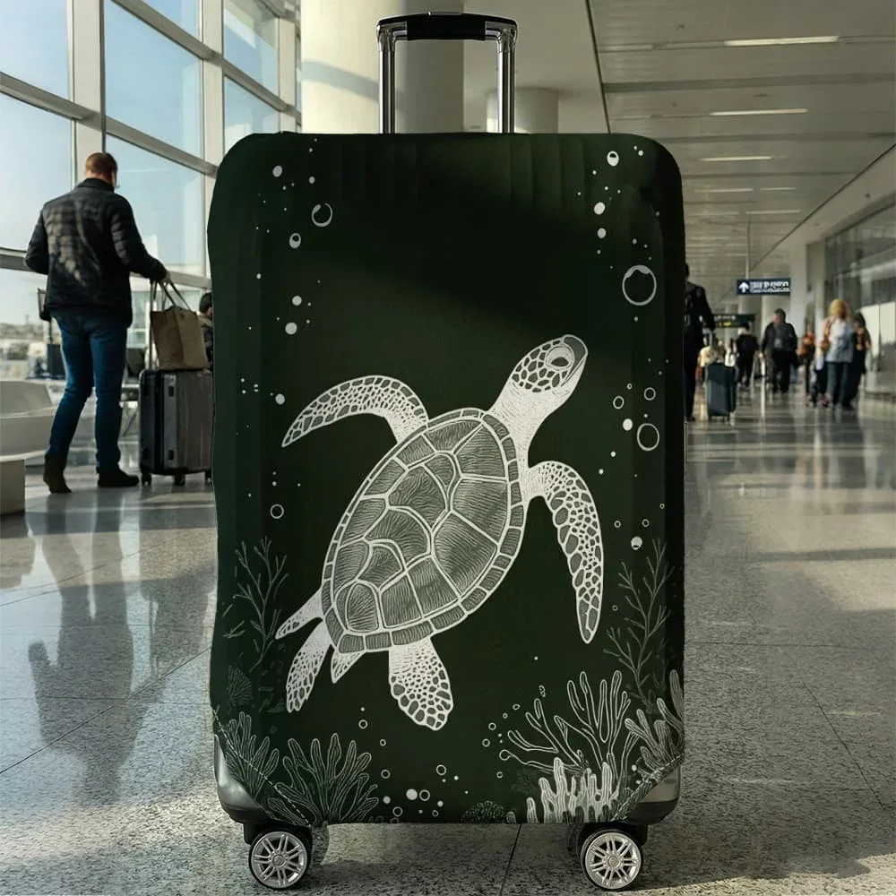 housse de bagage imprimée tortue de mer, adaptée aux bagages de 18 à 32 pouces, housse de poignée de bagage, accessoires de voyage
