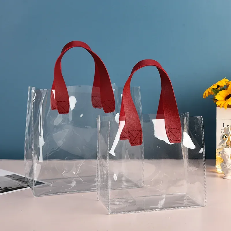 fourre-tout en pvc transparent de grande capacité, sac à provisions en plastique, sac de rangement pour cosmétiques en msi, sac cadeau, accessoires de voyage en plein air
