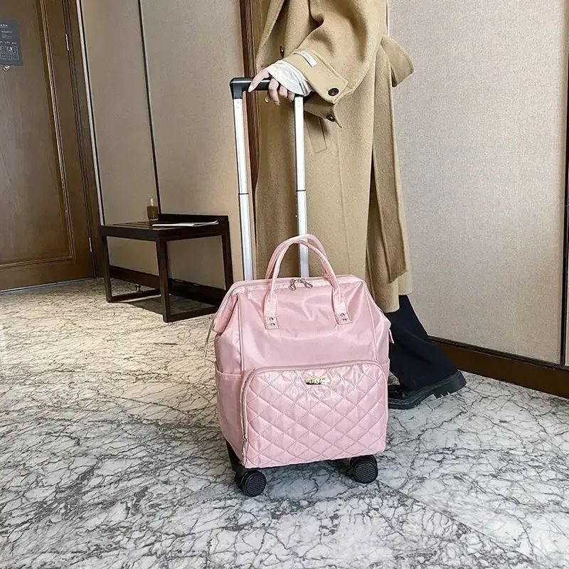 2025 nouveau cuir pour femmes étanche grande capacité portable mode bagage à roulettes voyage bagages oxford sac à dos sac à main