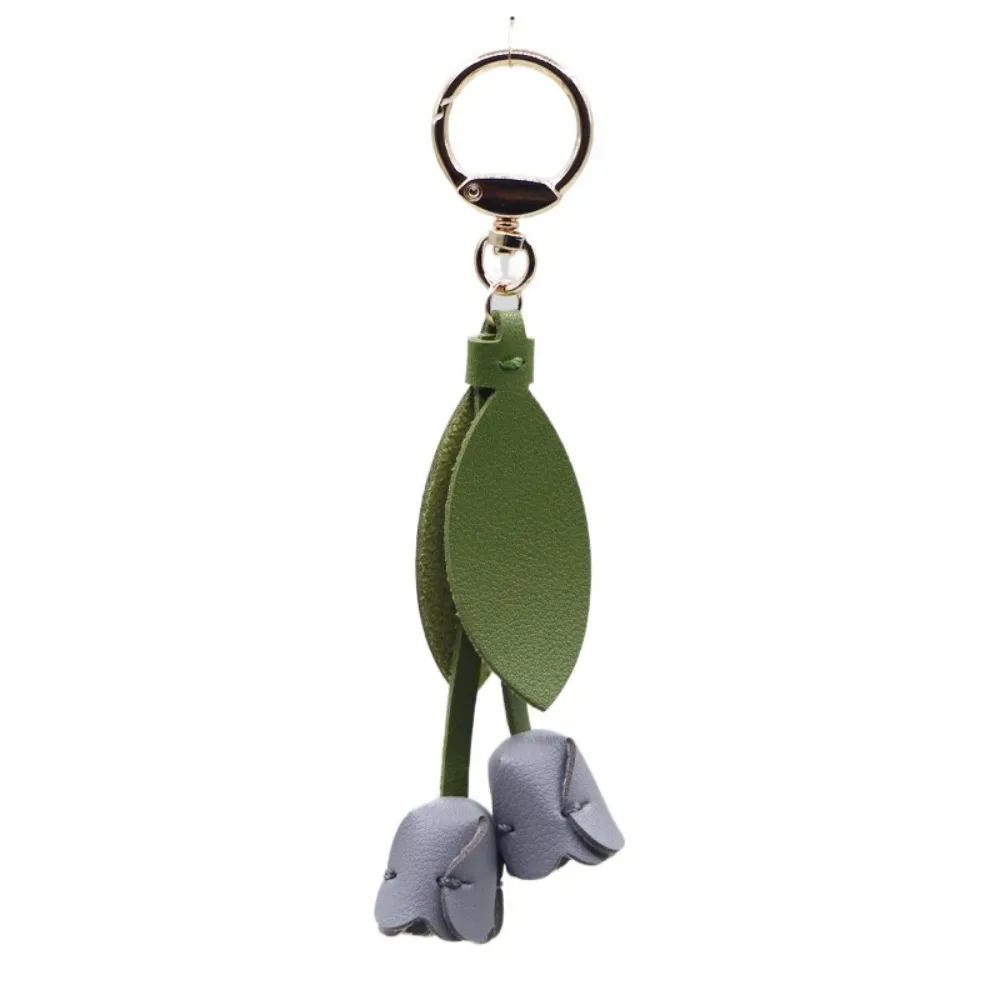 pendentif de sac en forme de tulipe, en cuir pu, style coréen, décoration de sac à dos, breloques pour sac, accessoires assortis, porte-clés de voiture, pour femme