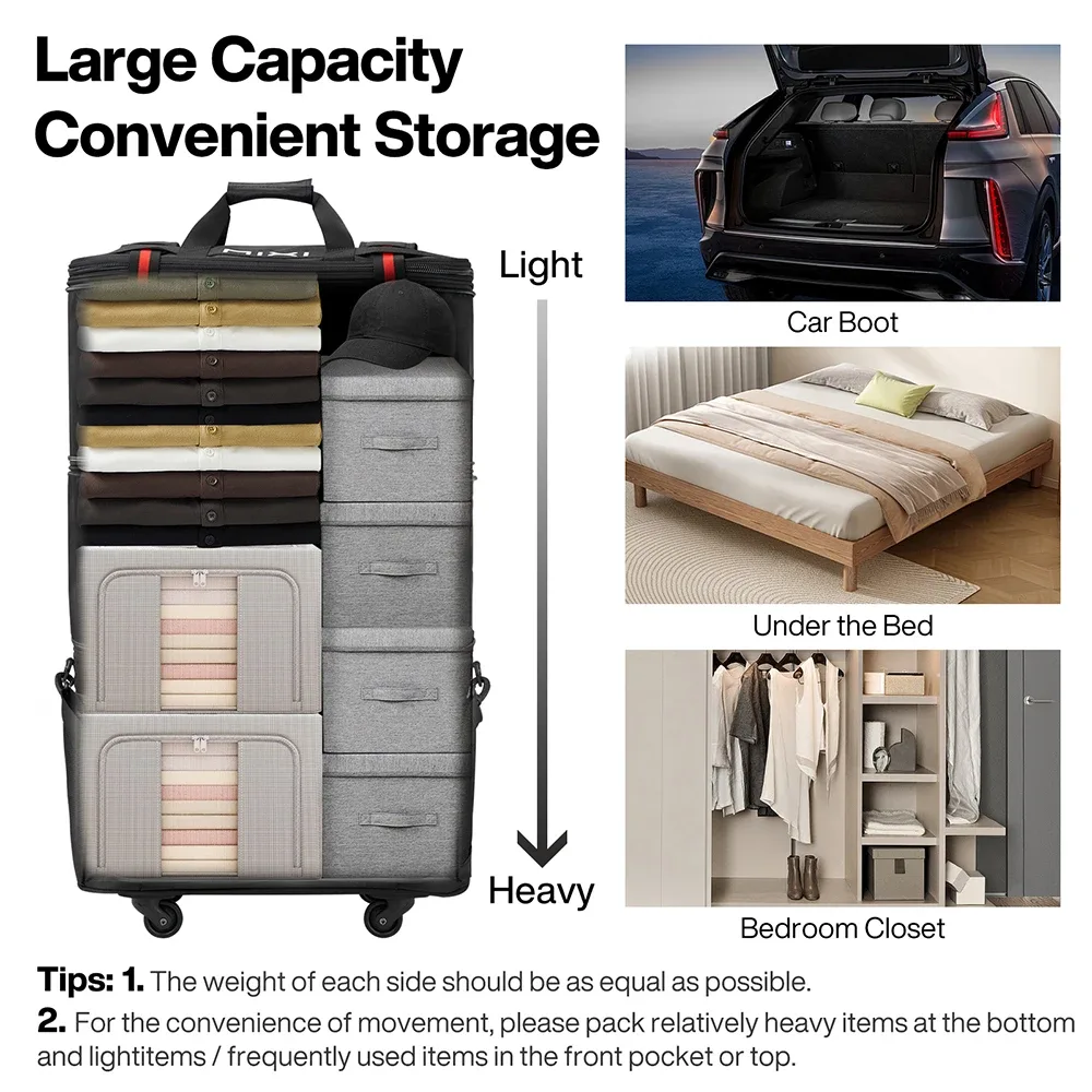 Sac de voyage pliable à grande capacité extensible Mixi avec roulettes, sac à bagages, sac de sport M3015