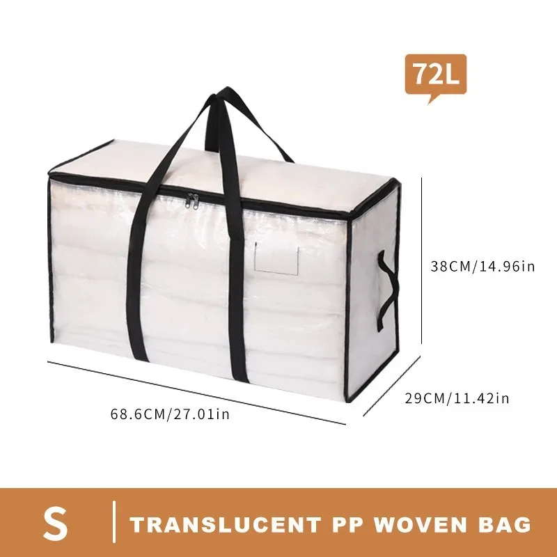sacs de déménagement transparents très résistants, grands sacs de rangement avec fermetures éclair et poignées, organisateurs de placard pour vêtements et couvertures