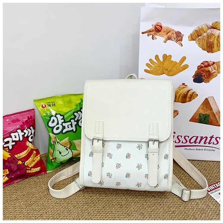 sac à dos en pu à fleurs, sac de loisirs coréen personnalisé de grande capacité, sac à dos unique pour les étudiants de retour, nouvelle collection 2025