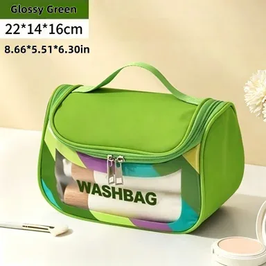sac cosmétique transparent de grande capacité, extensible en trois dimensions, imperméable, sac de rangement pour cosmétiques en pvc portable pour les voyages
