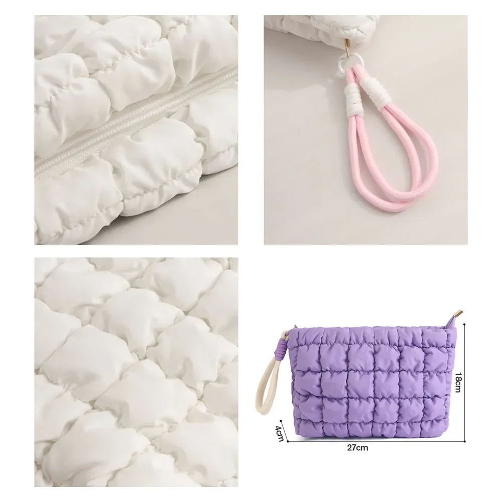 pointrousse de maquillage matelassurera pour femme, trousse cosmétique, trousse de toilette en poudre, trousse à carreaux avec fermeture éclair, trousse d'évaluation de maquillage pour fille