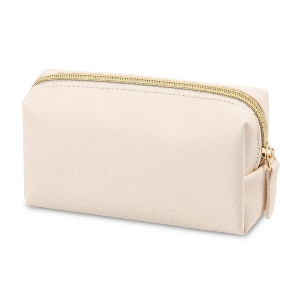 sacs de maquillage de couleur unie, pochette de toilette à fermeture éclair, couleur crème, sac de toilette pour femmes, sacs de rangement coréens, organisateur de voyage, sacs à cosmétiques