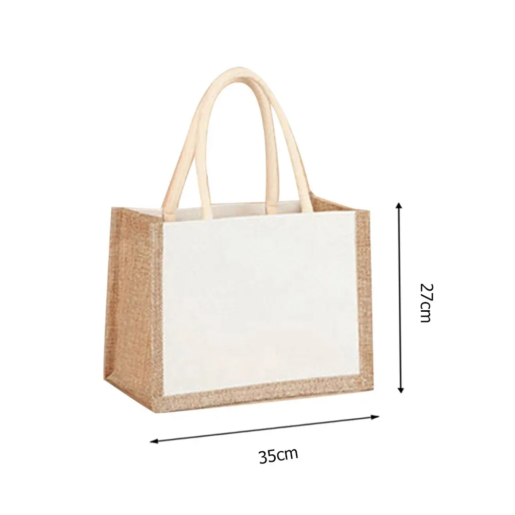 sac fourre-tout en toile de jute pour femme, sac à provisions réutilisable, sacs fourre-tout de grande capacité, sac à main à poignée supérieure, sac sous les bras, documents d'abonnés simples