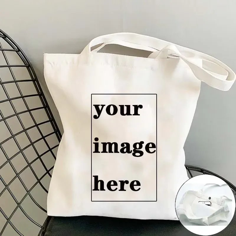 sac fourre-tout en toile de coton personnalisé, shopping vos images ici, design original, sacs de voyage blancs à la mode