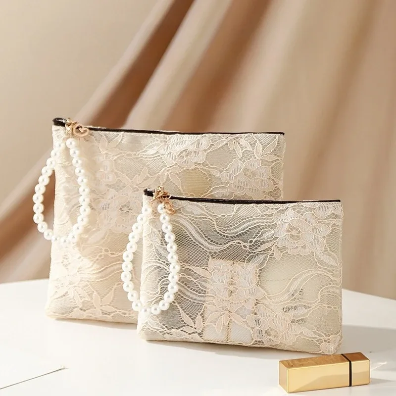 sac à cosmétiques en dentelle douce, pochette de toilette de voyage, étui de rangement, trousse de toilette pour accessoires de maquillage, clés de téléphone, porte-monnaie