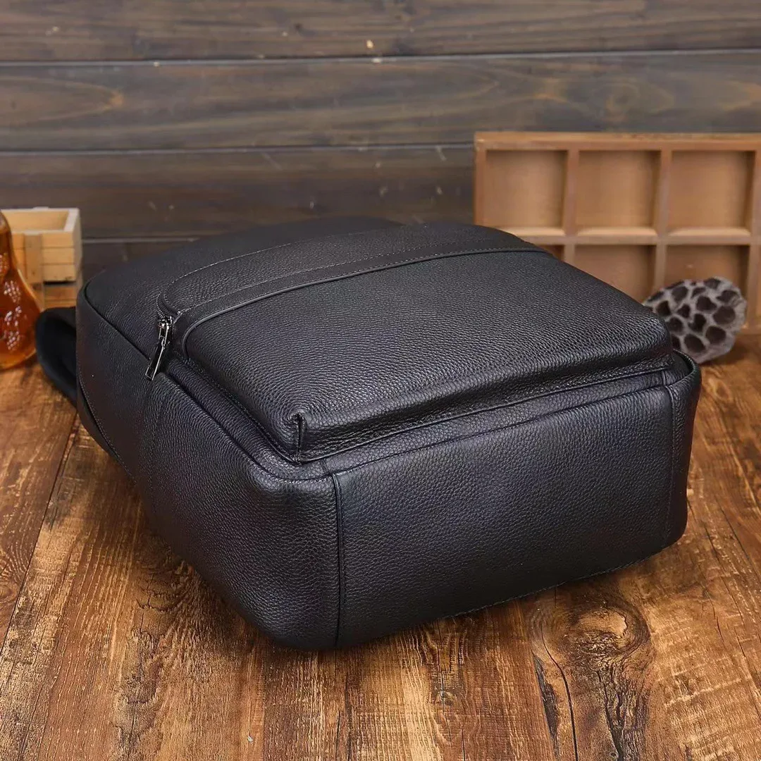 sac à dos classique de luxe noir en cuir véritable pour hommes, grand sac d'affaires de voyage en plein air multifonction, tendance, pour ordinateur, 2026