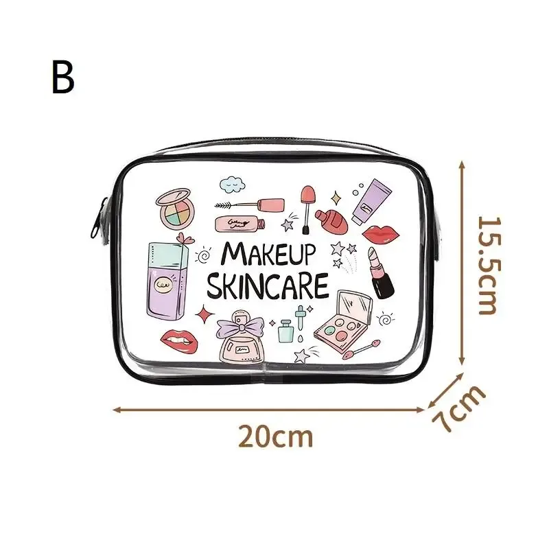 trousse à cosmétiques zippée en pvc, trousse de toilette transparente pour femmes et filles, organisateur de voyage léger de grande capacité