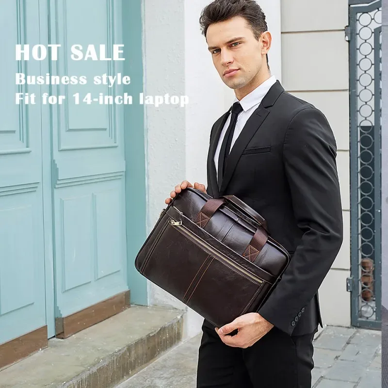 westal-sac messager en cuir véritable pour homme, étuis à bombes, sac pour ordinateur portable 14 en effet, sacs d'affaires de bureau pour document, 8572