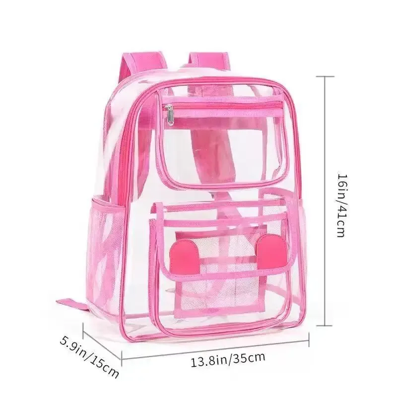 sac à dos transparent en pvc de grande capacité, tendance, style streetwear, unisexe, imperméable, pour un usage quotidien et les étudiants