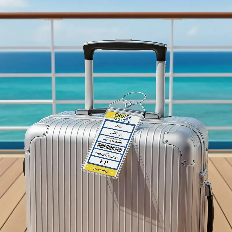 étiquette de bagage multifonctionnelle pour bateau de croisière, boucles en fil d'acier, porte-carte d'identité vertical en pvc transparent, étanche, étiquette de voyage, 5 pièces