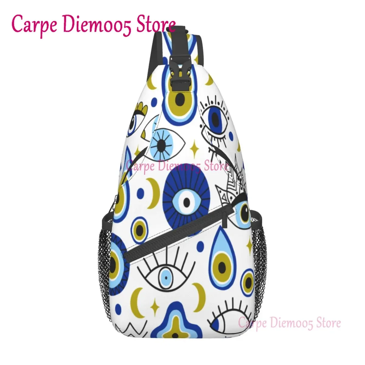 sac à bandoulière bleu marine et aqua nazar pour hommes, sac à dos porte-bonheur mauvais œil, sac de poitrine pour randonnée