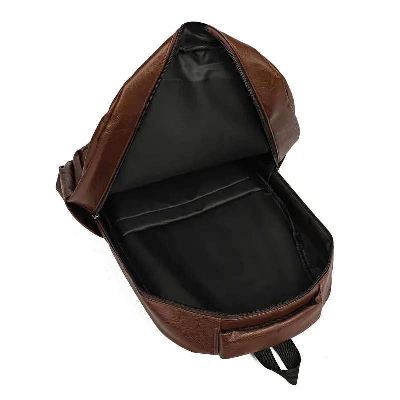 excellente qualité nouveau sac à dos en cuir souple pu grande capacité hommes décontracté étudiant sac d'école affaires résistant à l'usure